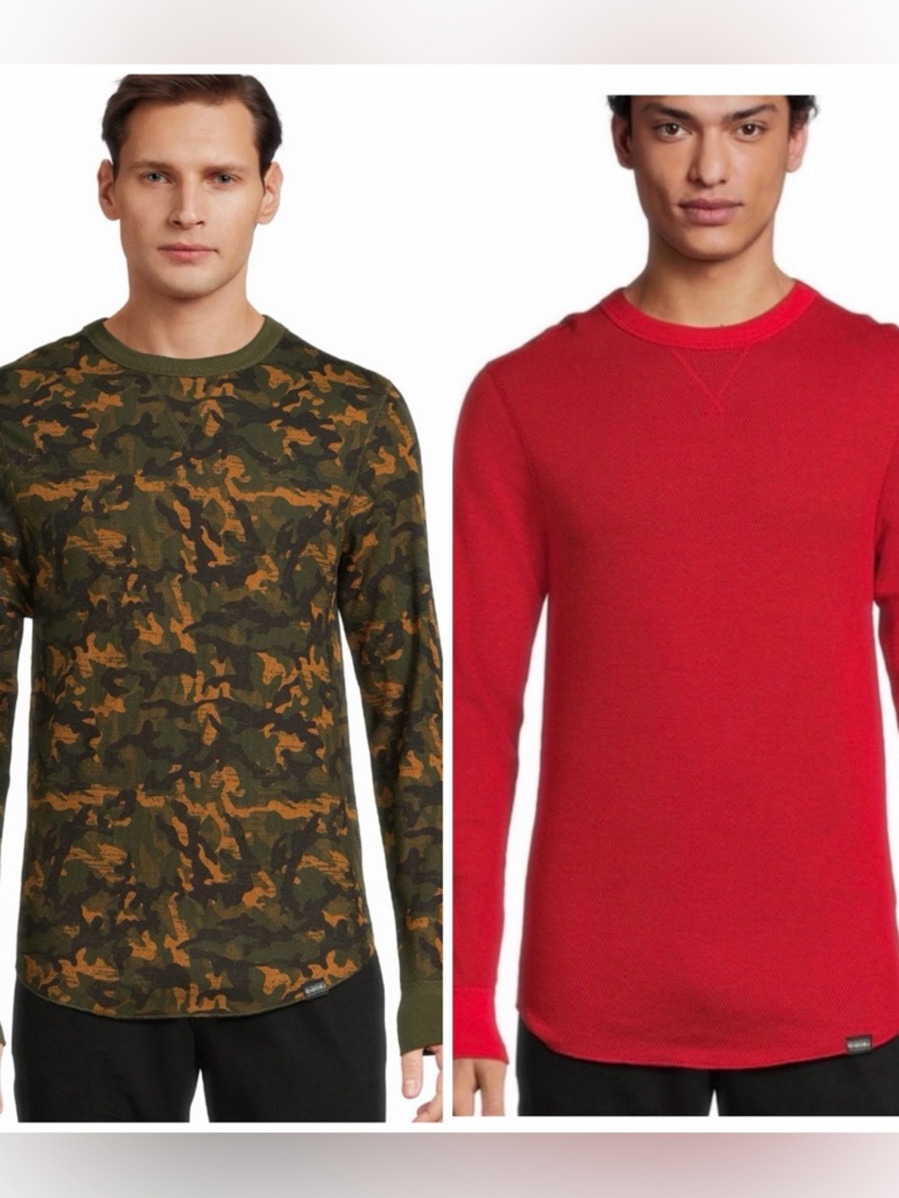 💜2 Hanes Originals Men's Raschel Reversible Knit Thermal Tops,Size:2XL
